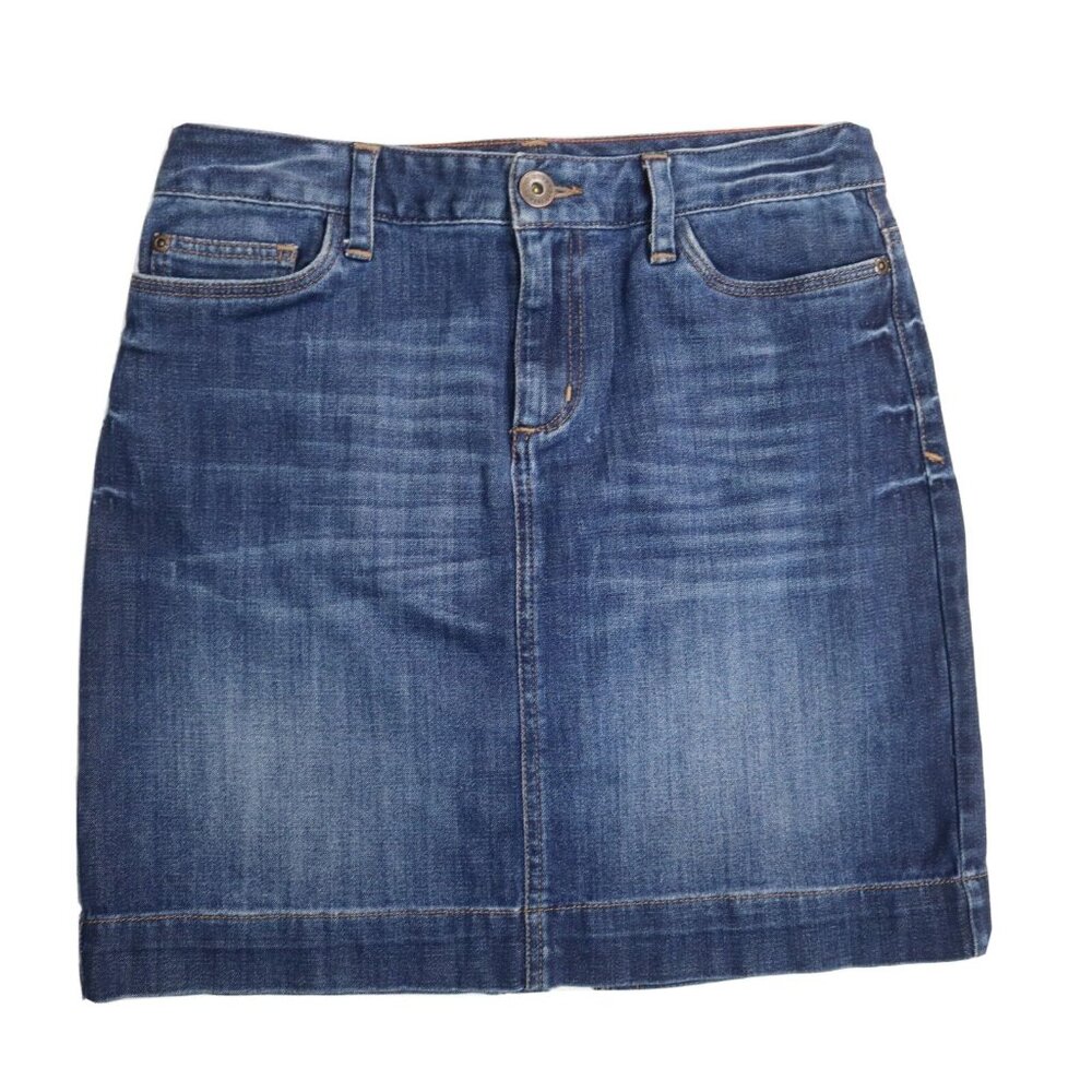 Eddie Bauer Denim Pencil Skirt in Dark Blue Wash
